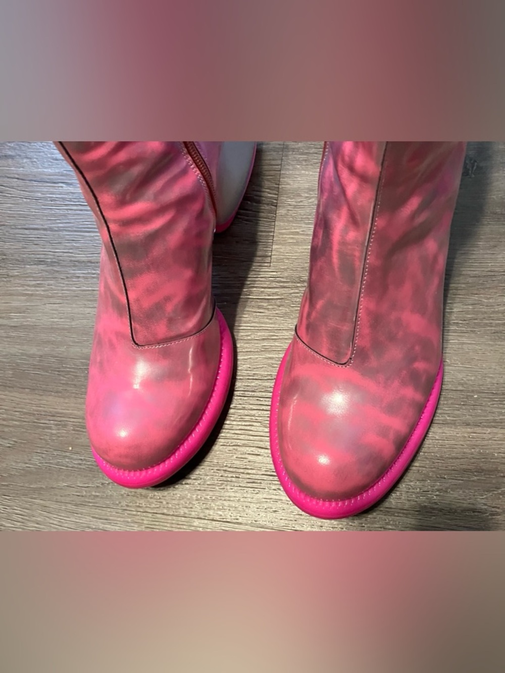 John Fluevog Pink and Silver Haring Boots size 9 - Picture 5 of 8
